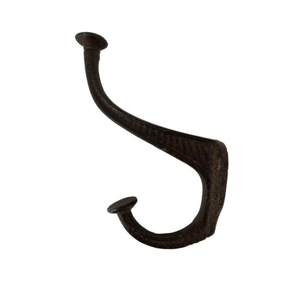 Wall Mount Coat Hook Rusty Forged Iron 5.5" high Heavy Duty 3718 - Picture 1 of 7